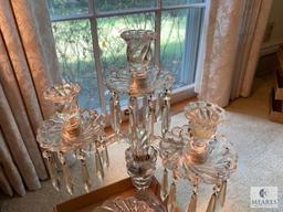 A lot of two candleholders - clear glass or crystal