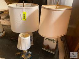 Lot of three small table lamps with shades