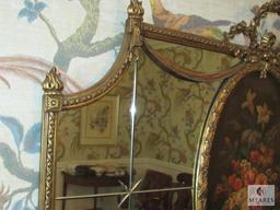Antique Mirror Gold Gilt frame with Center Floral Artwork