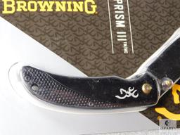 New Browning Prism III Folder Pocket Knife with Belt Clip