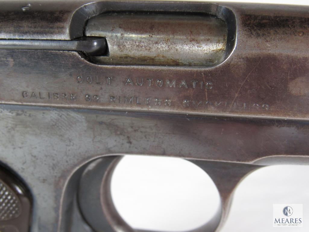 Colt 1903 Hammerless Pocket .32 Caliber Semi-Auto Pistol