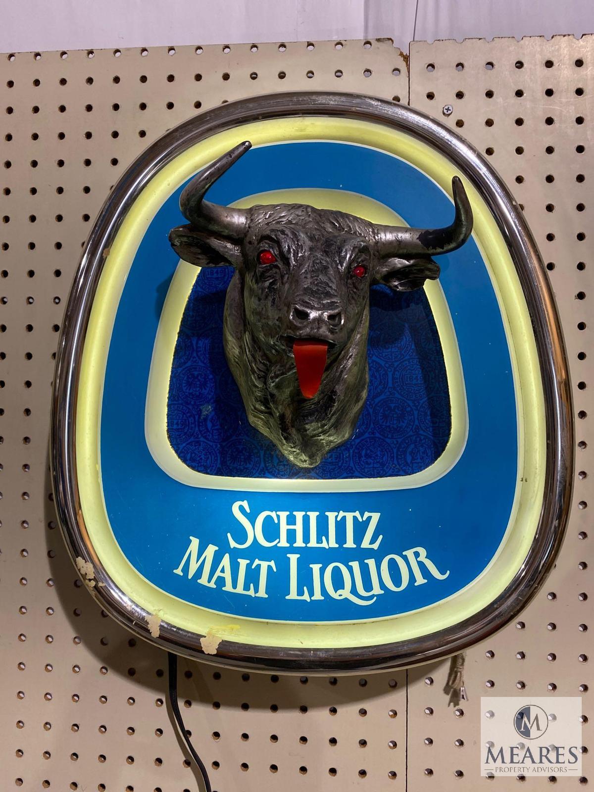 Schlitz Malt Liquor 1983 Light Up Bull Sign