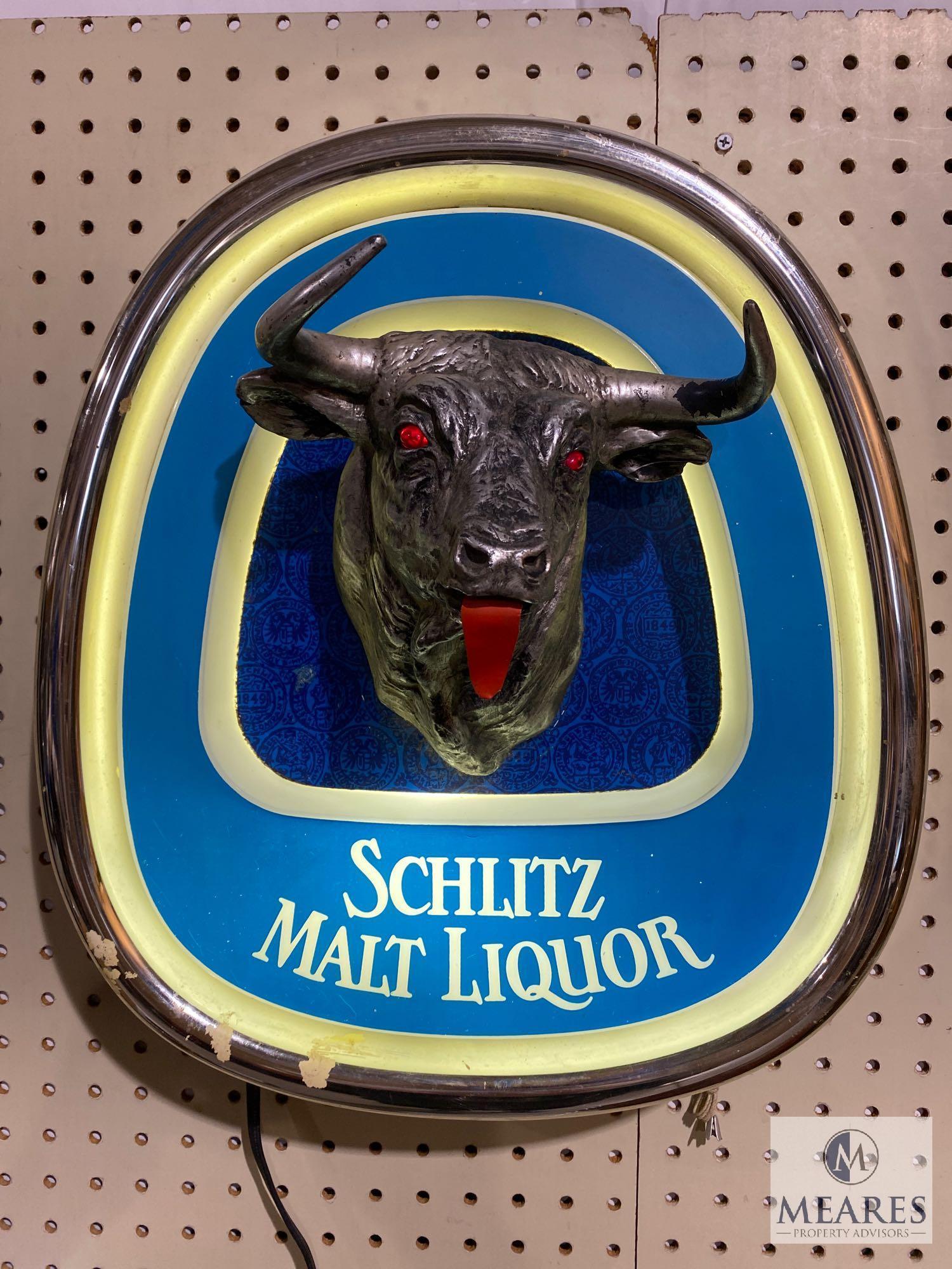 Schlitz Malt Liquor 1983 Light Up Bull Sign