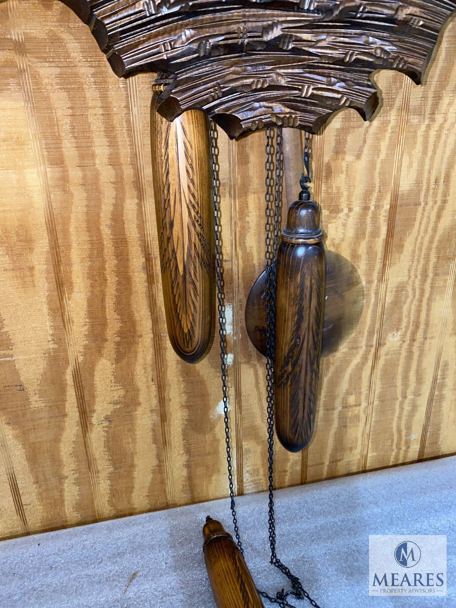 Large Carved Wooden German Cuckoo Clock