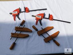 Lot of Two Black & Decker Fire Storm Quick Clamps and Two Craftsman Wood Clamps