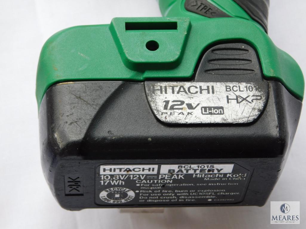 Hitachi 12 Volt Drill, Two New Bosch Router Bits, and Partial Box of Various Router Bits