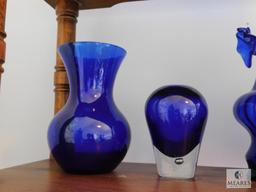 Lot of 5: Cobalt Blue Glass Decorations