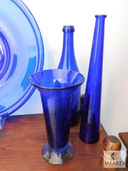 Lot of 6: Cobalt Blue Glass Decorations with Charger Holder