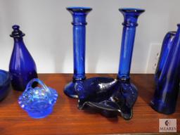 Lot of 9: Cobalt Blue Glass Decorations