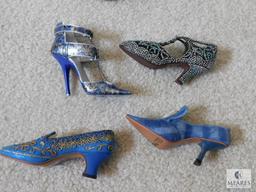 Large Lot of Decorative Ladies Shoes - Blue & White Tones