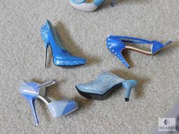 Large Lot of Decorative Ladies Shoes - Blue & White Tones