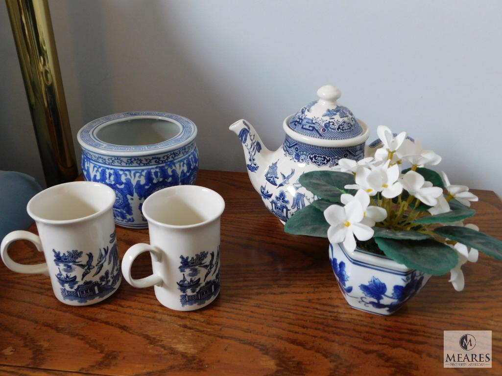 Lot of Blue and White Ceramic Dishes and Vases