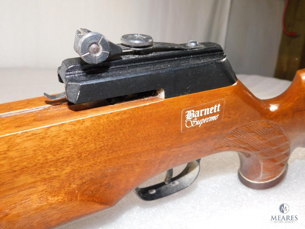 Vintage Barnett Supreme Crossbow - Checkered Walnut Stock, Safety & Adjustable Iron Sights