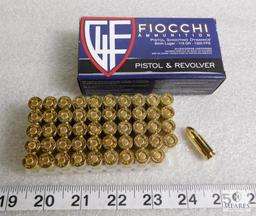 50 rounds Fiocchi 9mm ammunition, 115 grain FMJ 1200 FPS - Hard to Find!