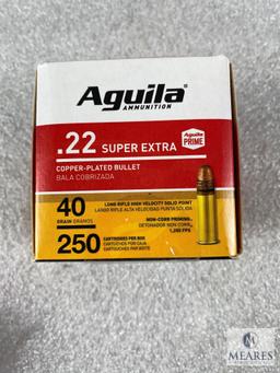 250 Rounds Aguila .22 Long Rifle Ammo. 40 Grain Copper Plated High Velocity. 1255 FPS.
