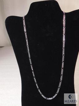 24" Figaro Necklace 4mm 925 Sterling Silver 9 grams