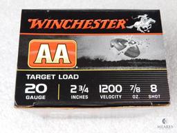25 Rounds Winchester AA 20 Gauge Shotgun Shells 2-3/4" 7/8 oz 8 Shot 1200 Velocity