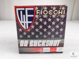 25 rounds Fiocchi .12 gauge Buckshot. 00 buck. 9 pellet 2 3/4" shells