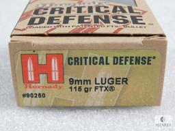 25 Rounds Hornady Critical Defense 9mm Ammo 115 Grain FTX Bullet