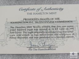 JFK and Truman - Hamilton Mint Presidential Ingots - 24k gold over .999 fine silver