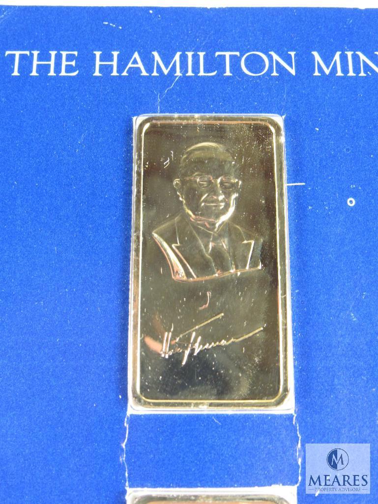 JFK and Truman - Hamilton Mint Presidential Ingots - 24k gold over .999 fine silver