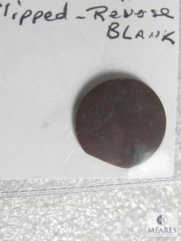 1883 Indian Head cent - clipped - blank reverse