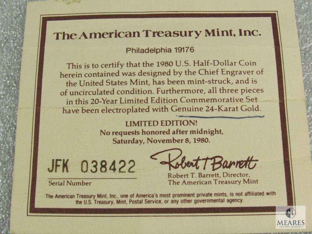 American Treasury Mint - JFK 20-year 24kt Gold-plated set