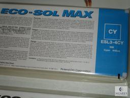 Lot of (2) Eco-Sol Max Ink Cartridges for Roland Cyan & Black 440cc Each