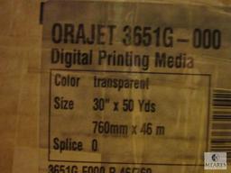 New Roll Orafol Orajet Digital Printing Media Transparent 30" x 50 Yards PVC Film