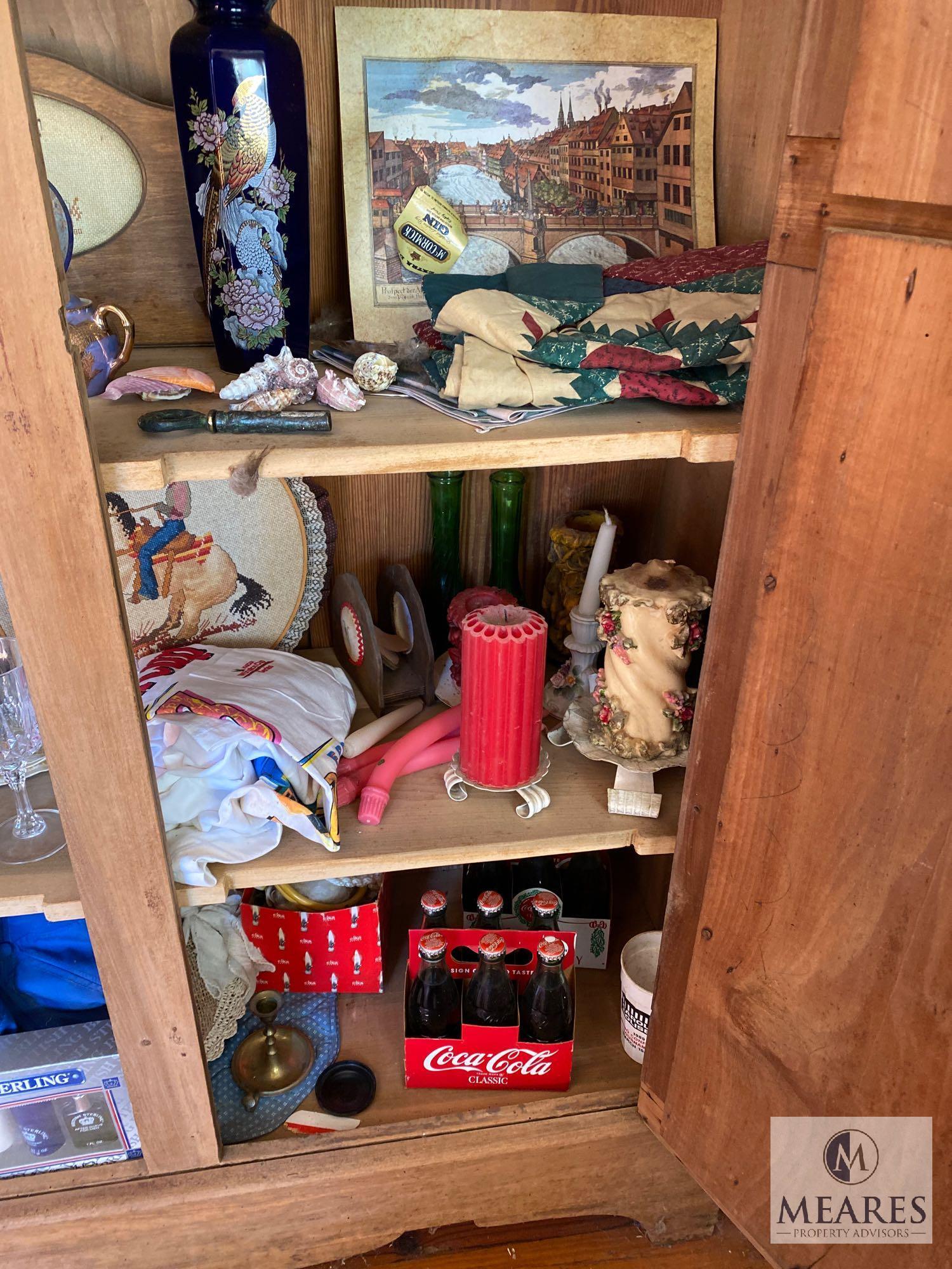 Wooden Two-Drawer Storage Cabinet with All Contents