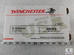 150 Rounds Winchester 5.56 Ammo M193 55 Grain FMJ. 3180FPS
