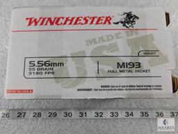 150 Rounds Winchester 5.56 Ammo M193 55 Grain FMJ. 3180FPS