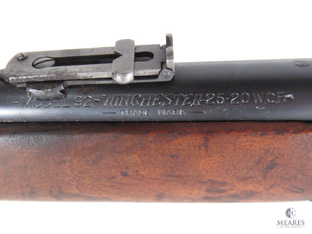 1912 Winchester model 1892 .25-20 WCF Saddle Ring Lever Action Carbine Rifle