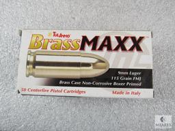 50 Rounds TulAmmo Brass Maxx 9mm Luger 115 Grain FMJ Ammo