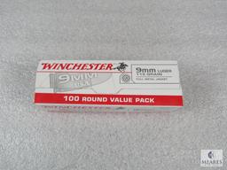 100 Rounds Winchester 9mm Luger 115 Grain FMJ Ammo