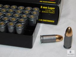 50 rounds Tulammo 9mm ammo. 115 grain FMJ