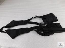 UTG Black Nylon Adjustable Shoulder Holster with Double Mag Pouch