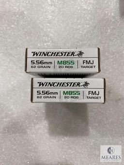 40 Rounds Winchester 5.56mm M855 Green Tip 62 Grain 3060 FPS FMJ