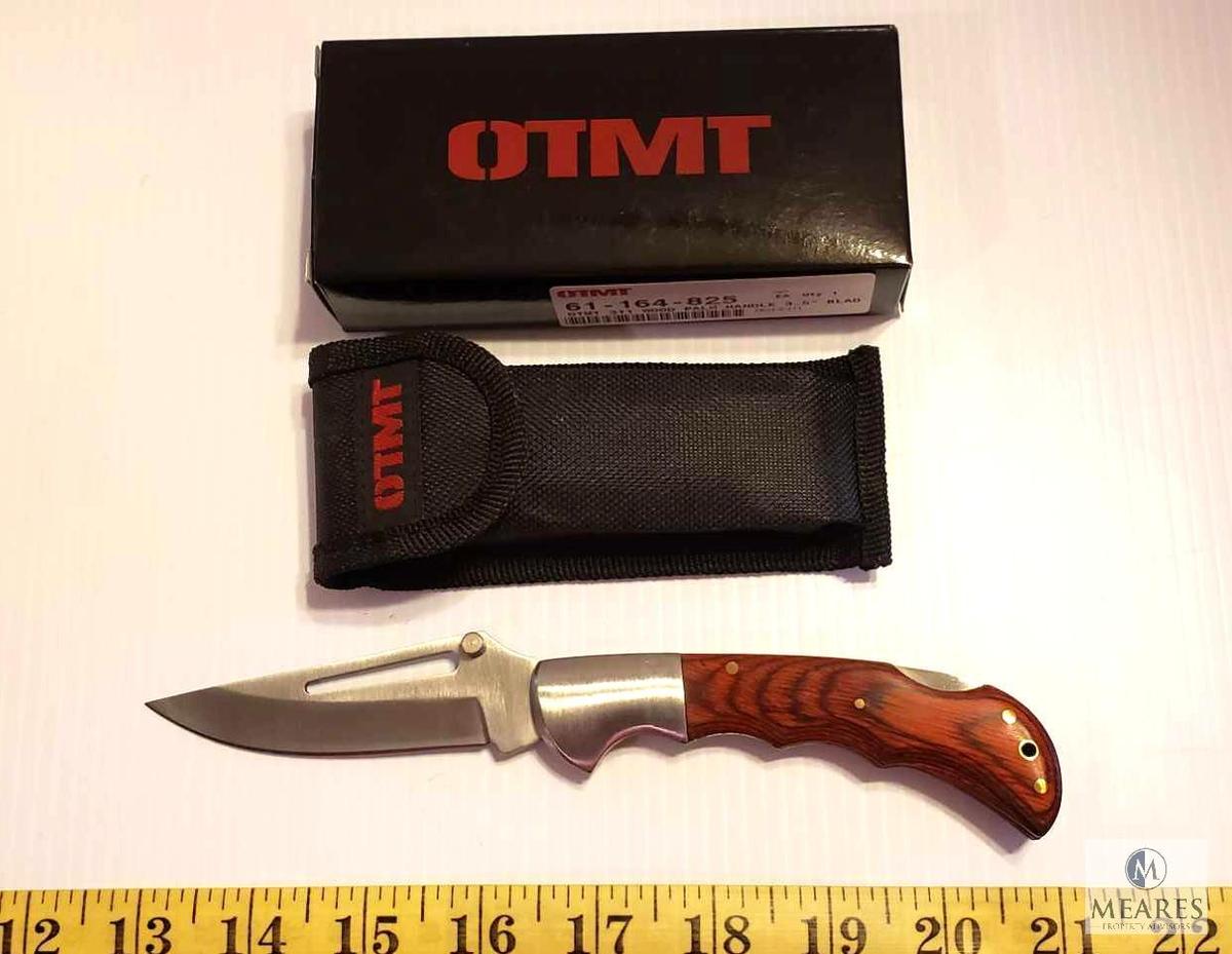 New OTMT Wood Handle Lockback Folder Knife