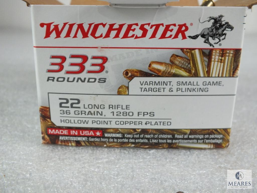 333 rounds Winchester .22 long rifle ammo. 36 grain copper plated hollow point. 1280 FPS