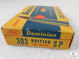 20 Rounds Dominion .303 British SP 150 Grain Ammo in Vintage Box