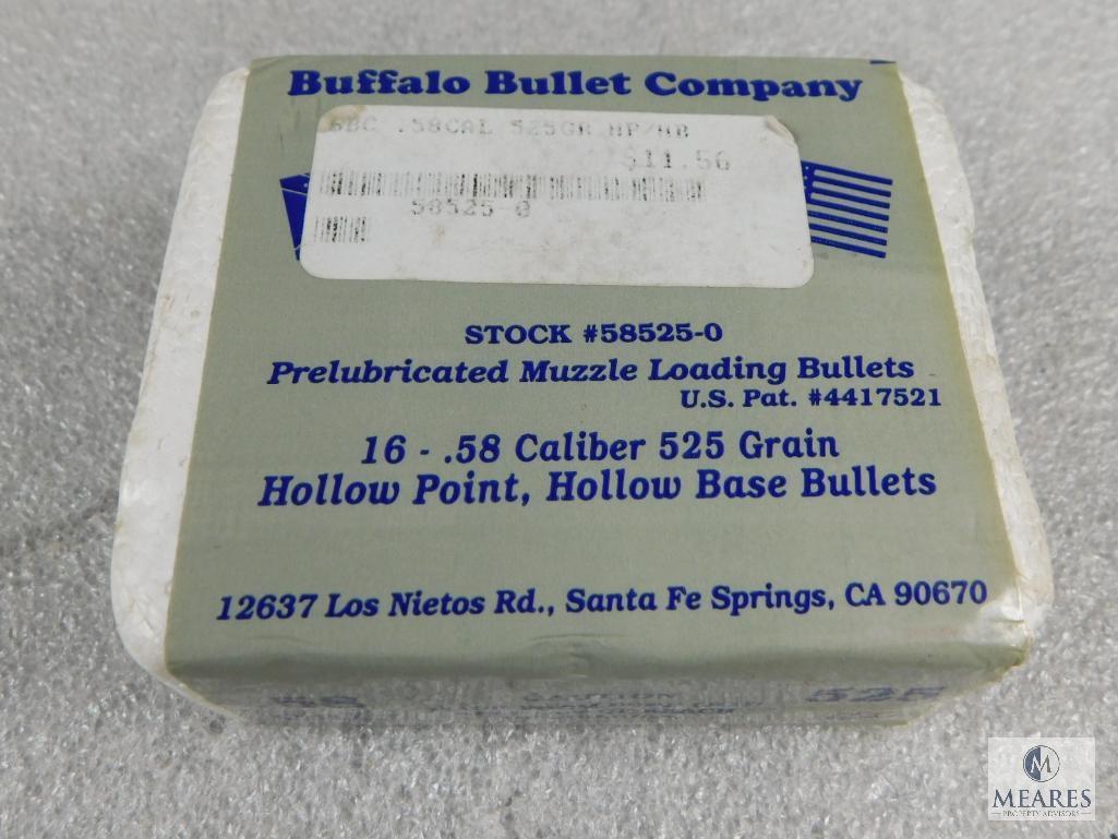 16 Count Buffalo Bullet Co .58 Caliber 525 Grain Hollow Base Bullets