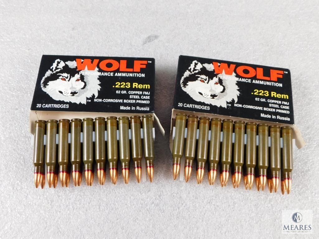 40 Rounds Wolf .223 REM Ammo 62 Grain Copper FMJ Steel Case Ammo