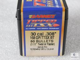 50 Count Barnes .30 Caliber .308 168 Grain TTSX Boat Tail Bullets For Reloading