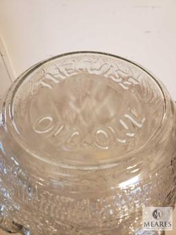 LARGE 24" Tall Clear Glass The Wise Old Owl Jar with Lid