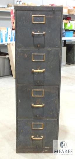 VIntage 4 Drawer Metal with Brass Accents File Cabinet