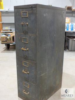 VIntage 4 Drawer Metal with Brass Accents File Cabinet