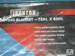 Lot of 2 New Ironton Large Moving Blankets 72" x 80" Each Thick Quilted Poly Fabric