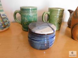 Lot of Pottery Stoneware Bowls, Vases, and Mugs