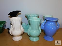 Lot Vintage Pottery & Ceramic Vases - Most Stamped USA on base